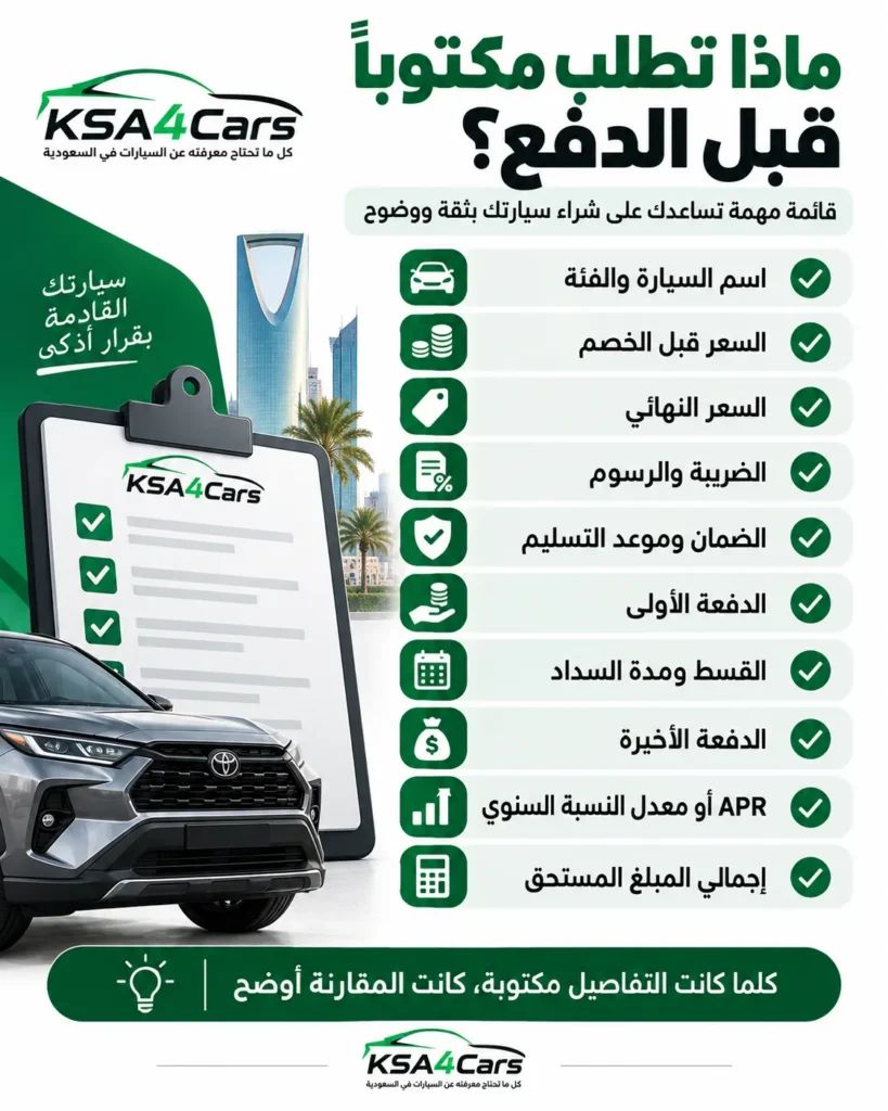ماذا تطلب مكتوبًا قبل دفع أي مبلغ؟